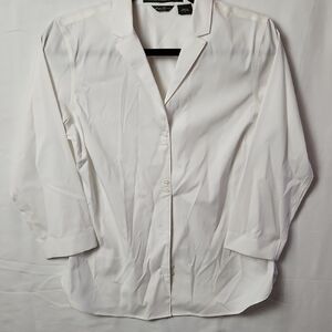 Eddie Bauer Womens White Blouse 3/4 Sleeves Size Small